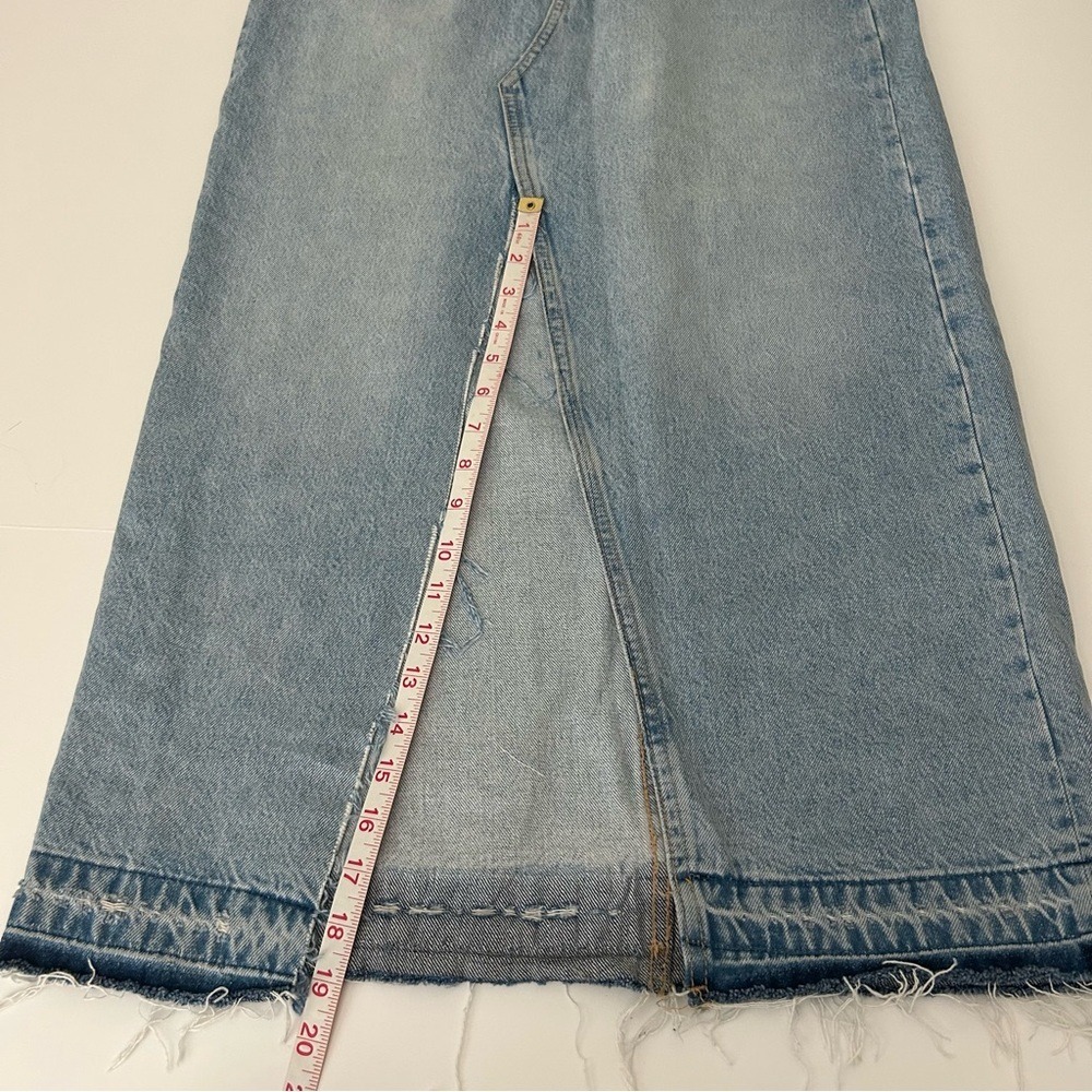 Zara Long Distressed Raw Hem High Waist Maxi Denim Jean Skirt Size Small - Picture 12 of 12